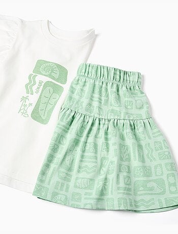 Camiseta de algodón + falda con motivo de playa