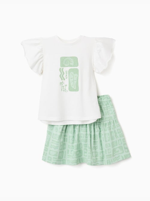 Camiseta de algodón + falda con motivo de playa - Kiabi