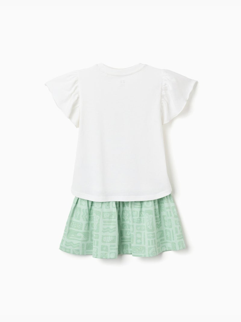 Camiseta de algodón + falda con motivo de playa Blanco - Kiabi