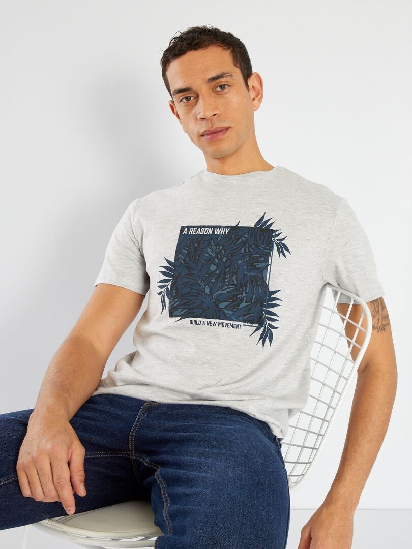Camiseta de algodón GRIS - Kiabi