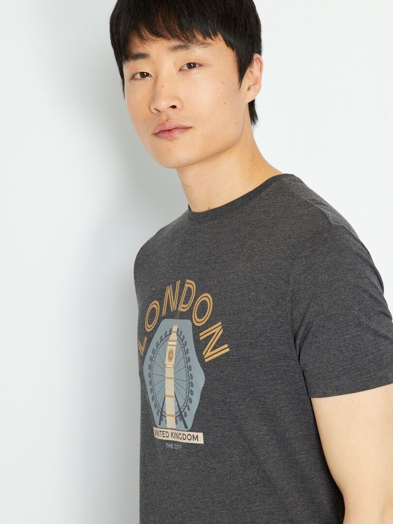 Camiseta de algodón GRIS - Kiabi