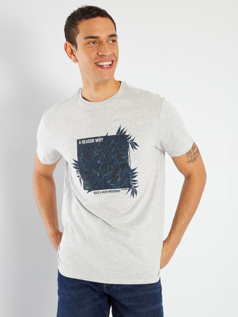Camiseta de algodón GRIS - Kiabi