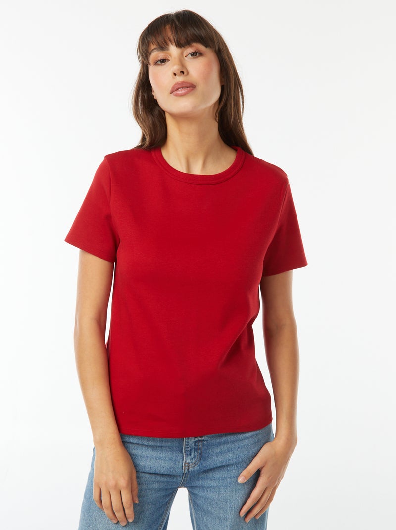 Camiseta de algodón grueso Rojo - Kiabi