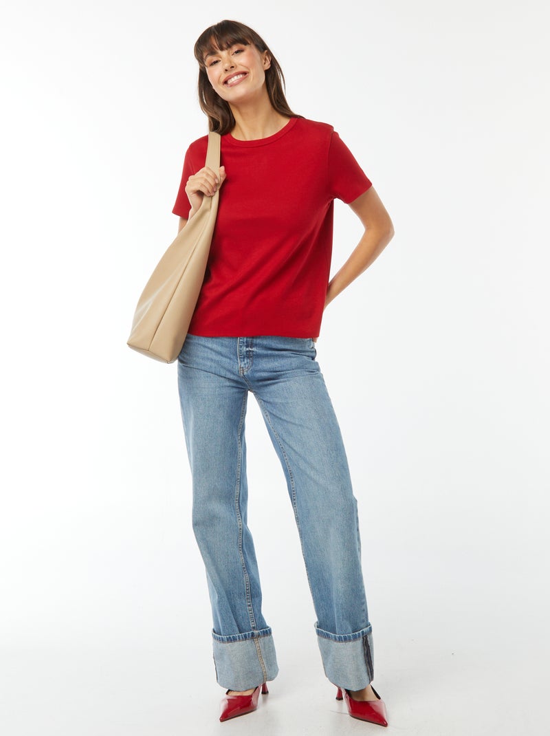 Camiseta de algodón grueso Rojo - Kiabi