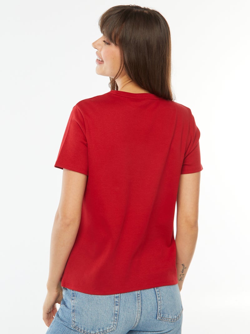 Camiseta de algodón grueso Rojo - Kiabi