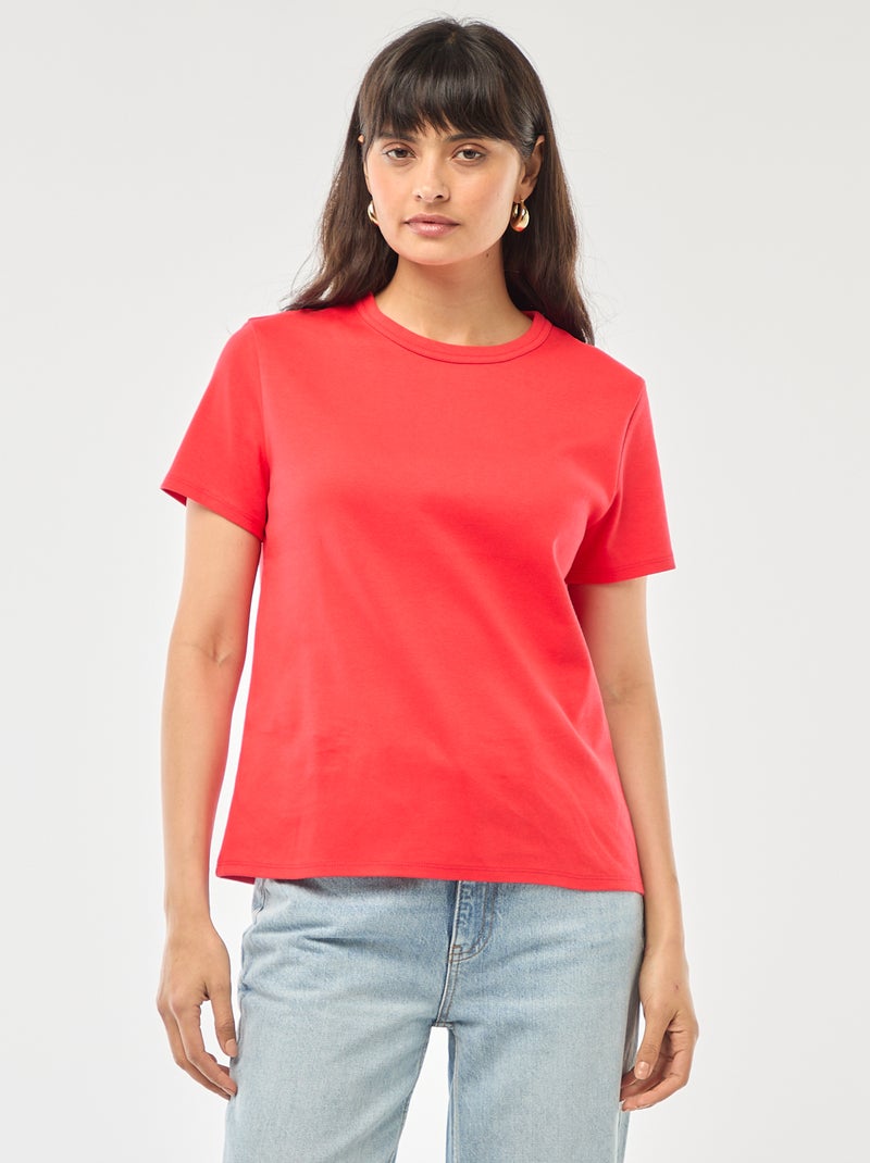 Camiseta de algodón grueso Rojo - Kiabi