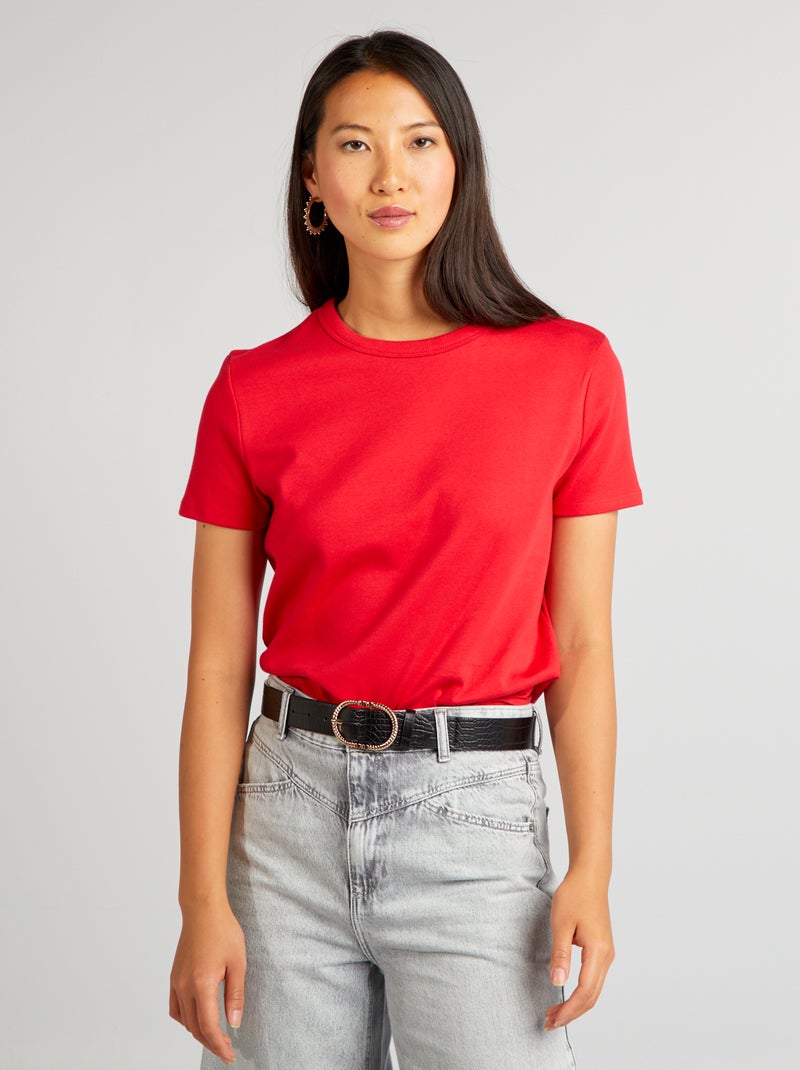 Camiseta de algodón grueso rojo - Kiabi