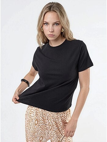 Camiseta de algodón lisa con cuello redondo busem