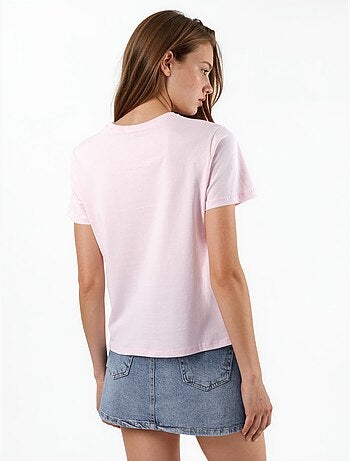 Camiseta de algodón lisa con cuello redondo busem