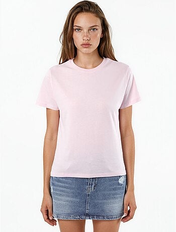 Camiseta de algodón lisa con cuello redondo busem