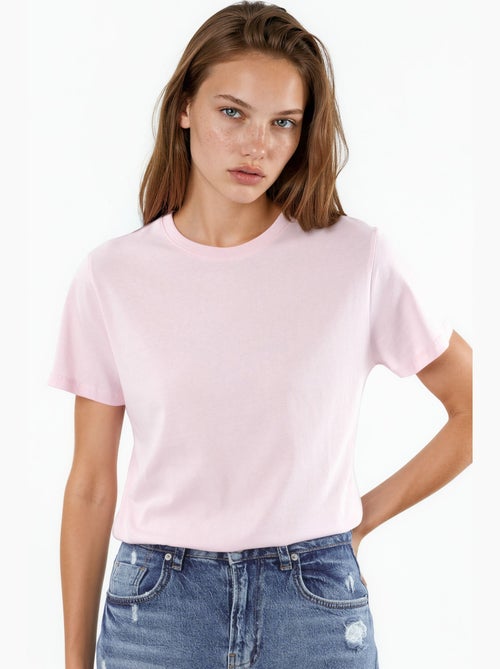Camiseta de algodón lisa con cuello redondo busem - Kiabi Camiseta de algodón lisa con cuello redondo busem - Kiabi
