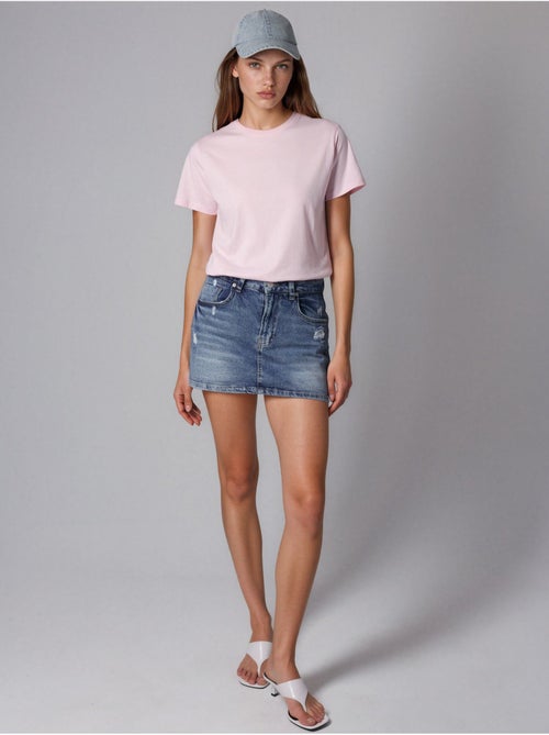 Camiseta de algodón lisa con cuello redondo busem - Kiabi Camiseta de algodón lisa con cuello redondo busem - Kiabi