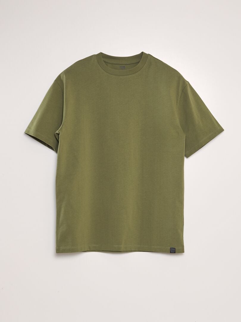Camiseta de algodón lisa verde - Kiabi