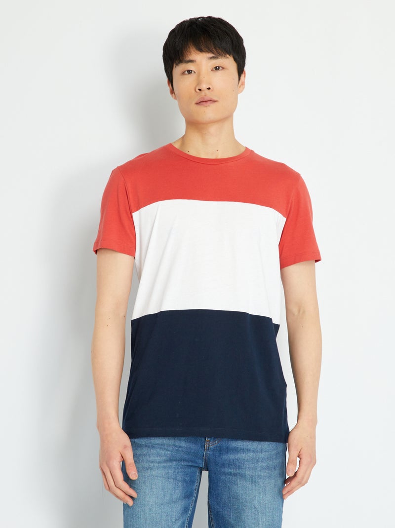 Camiseta de algodón multicolor ROJO - Kiabi