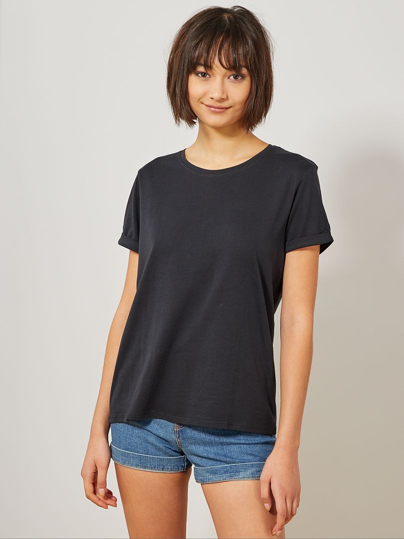 Camiseta de algodón Negro - Kiabi