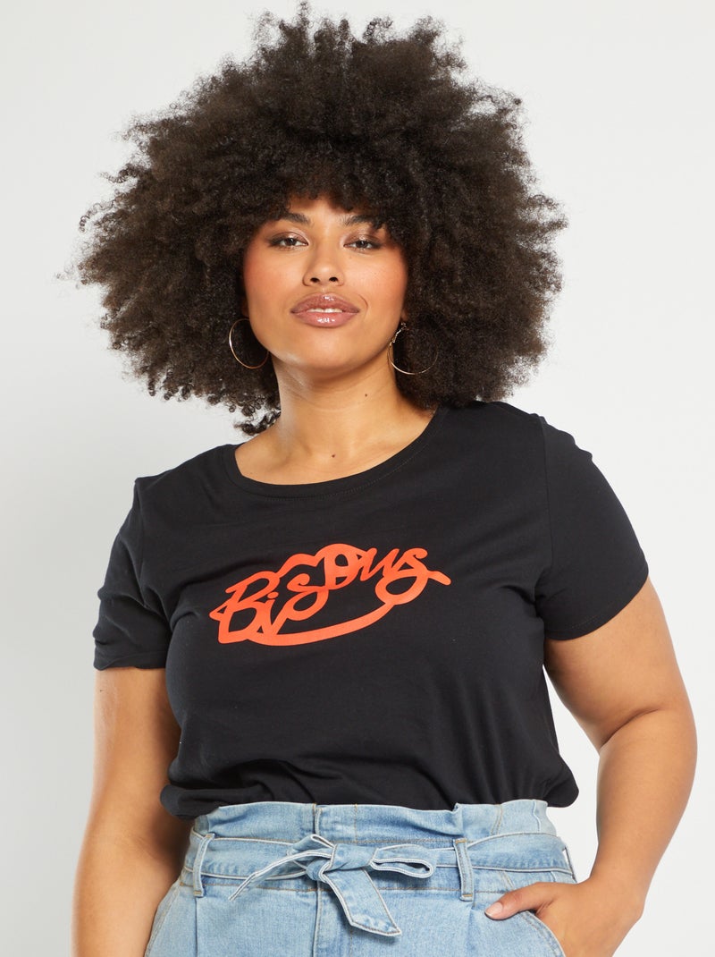 Camiseta de algodón NEGRO - Kiabi