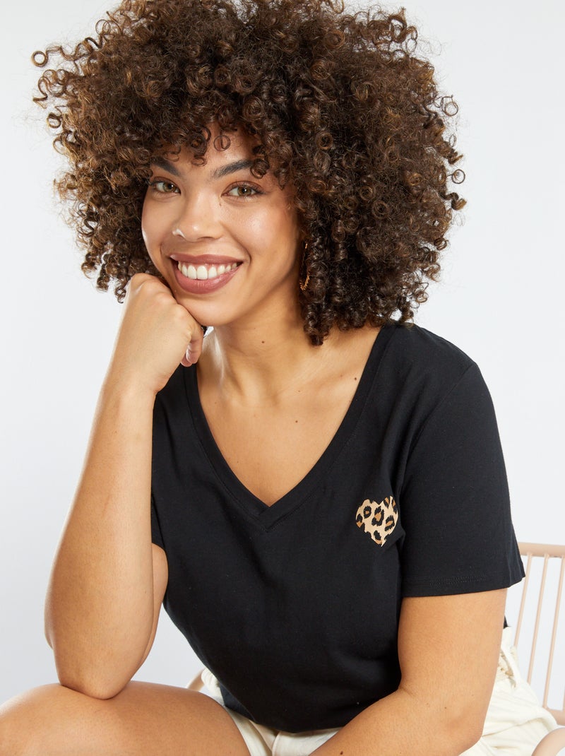 Camiseta de algodón NEGRO - Kiabi