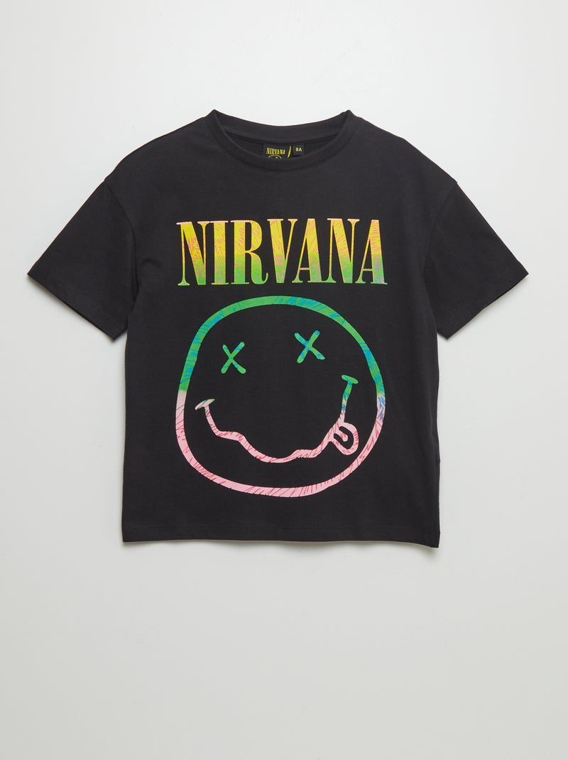 Camiseta de algodón 'Nirvana' NEGRO - Kiabi