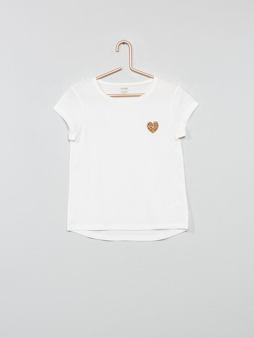 Camiseta de algodón orgánico 'corazón' BLANCO - Kiabi