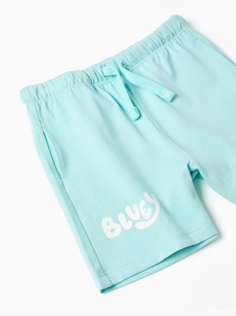 Camiseta de algodón + pantalón corto con Bluey Azul claro - Kiabi