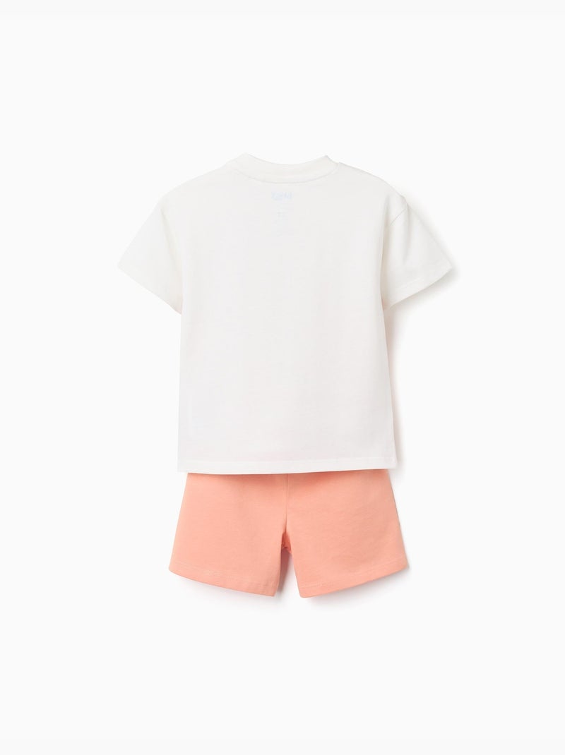 Camiseta de algodón + pantalón corto con Bluey Naranja claro - Kiabi