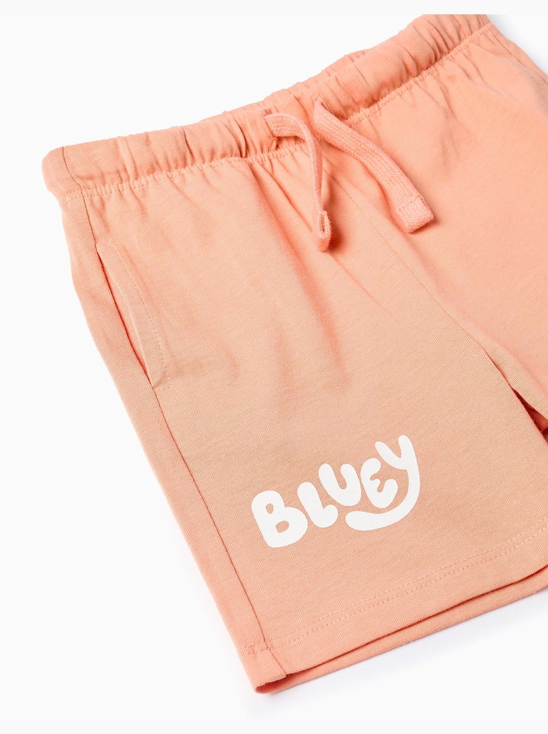 Camiseta de algodón + pantalón corto con Bluey Naranja claro - Kiabi