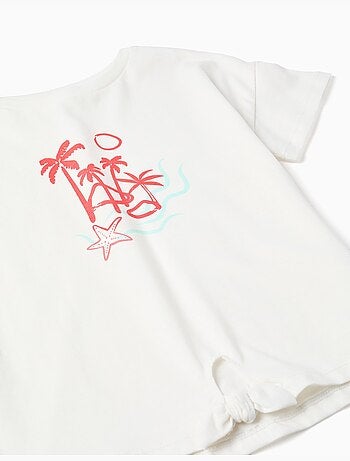 Camiseta de algodón + pantalón corto con estampado de palmeras