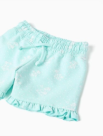 Camiseta de algodón + pantalón corto con estampado de palmeras