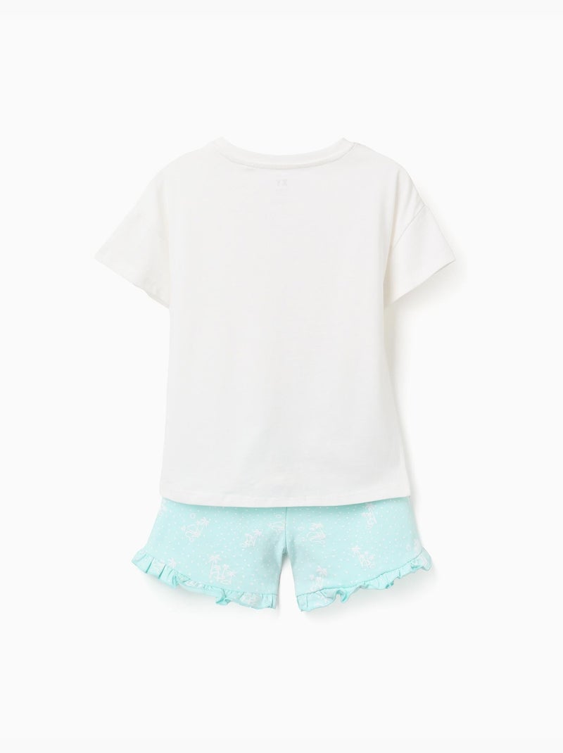 Camiseta de algodón + pantalón corto con estampado de palmeras Blanco - Kiabi