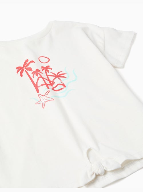 Camiseta de algodón + pantalón corto con estampado de palmeras - Kiabi