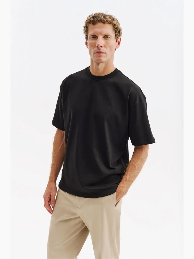 Camiseta de algodón para hombre giesto Negro - Kiabi