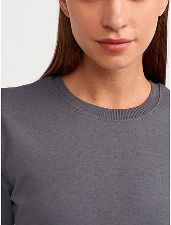 Camiseta de algodón para mujer con cuello redondo dilvin