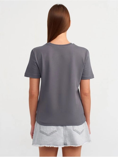 Camiseta de algodón para mujer con cuello redondo dilvin - Kiabi