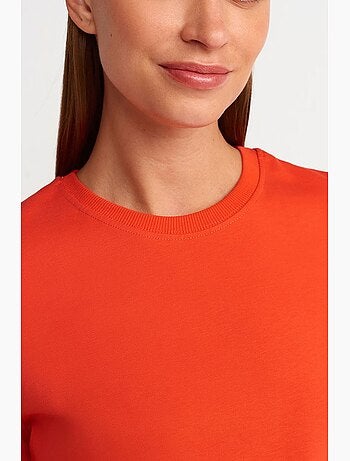Camiseta de algodón para mujer con cuello redondo dilvin