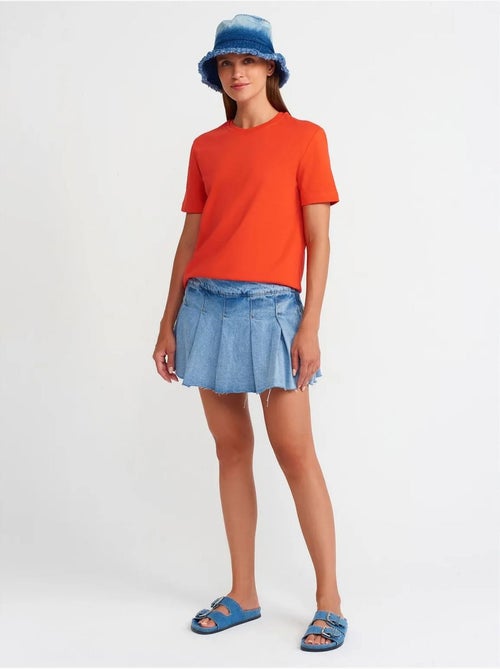 Camiseta de algodón para mujer con cuello redondo dilvin - Kiabi
