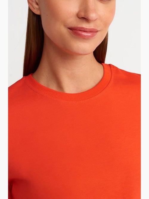 Camiseta de algodón para mujer con cuello redondo dilvin - Kiabi