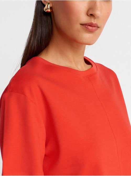 Camiseta de algodón para mujer con cuello redondo y abertura dilvin - Kiabi