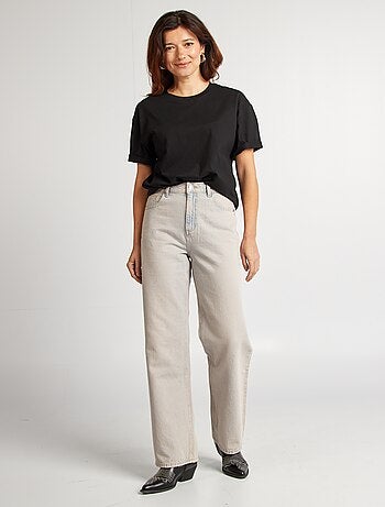 Camiseta de algodón para mujer con cuello redondo y manga corta