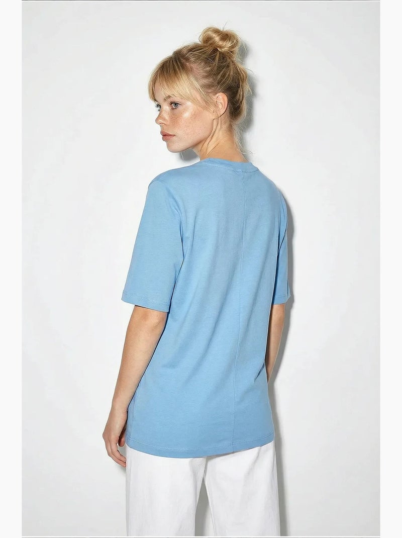 Camiseta de algodón para mujer lucci Azul cielo - Kiabi