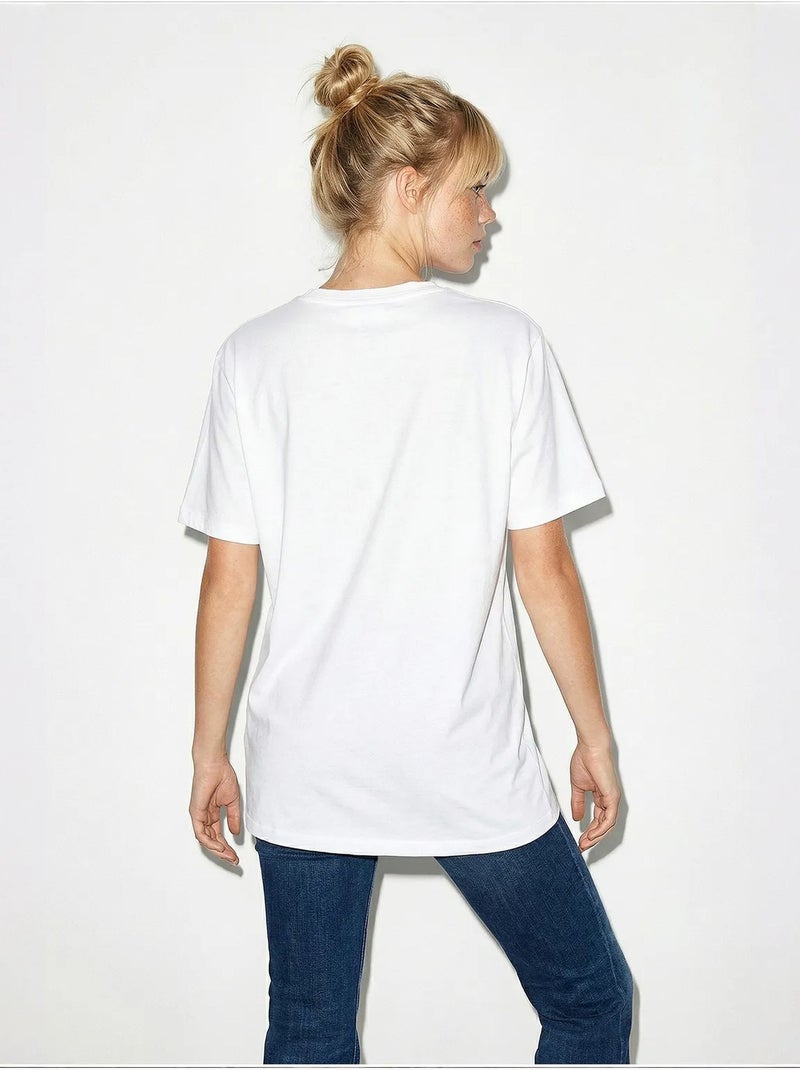 Camiseta de algodón para mujer lucci Blanco - Kiabi