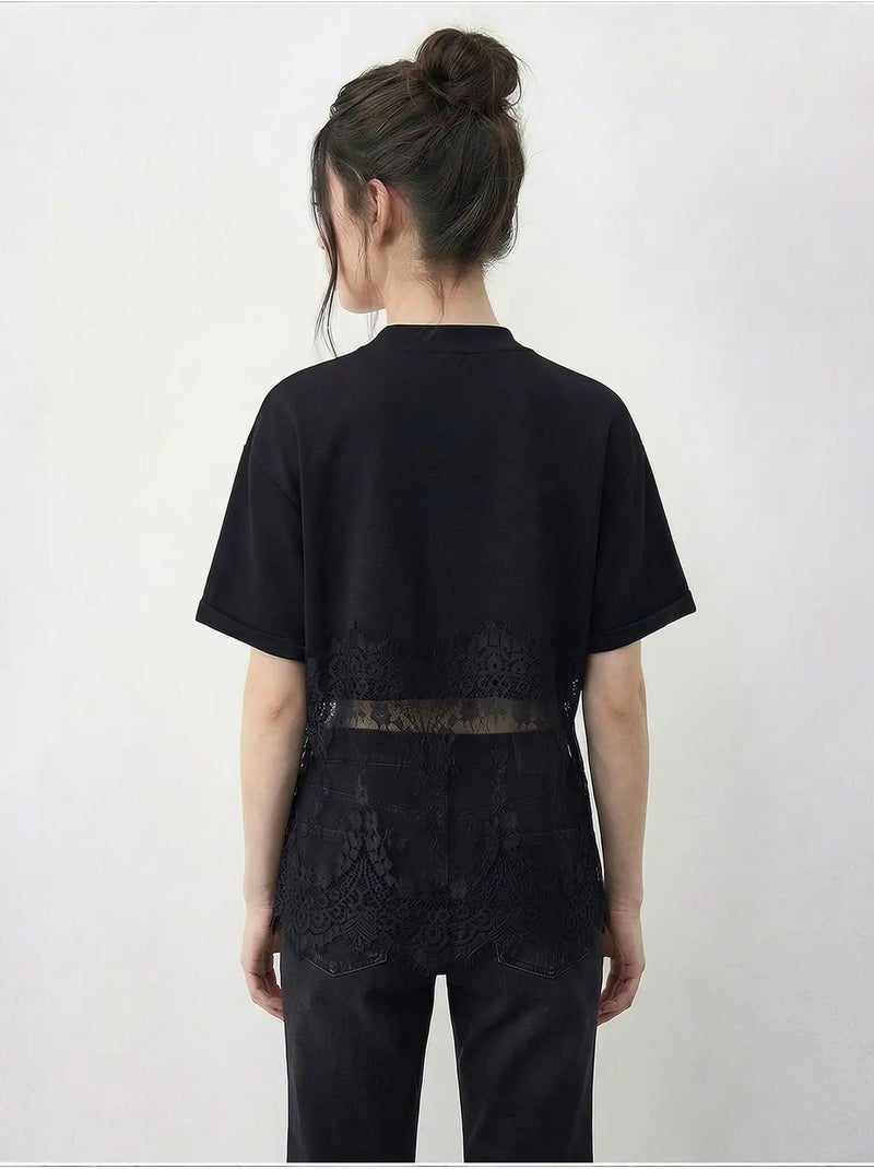 Camiseta de algodón para mujer lucci Negro - Kiabi