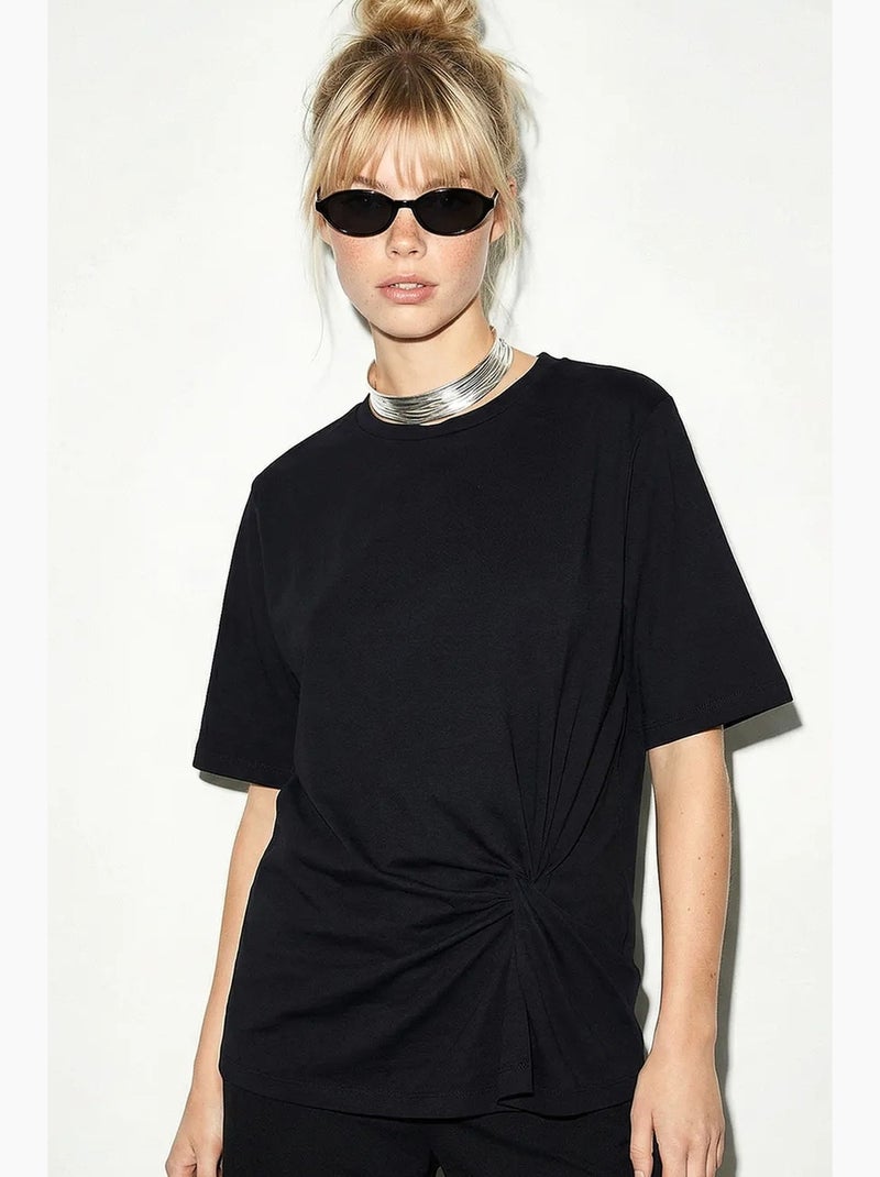 Camiseta de algodón para mujer lucci Negro - Kiabi