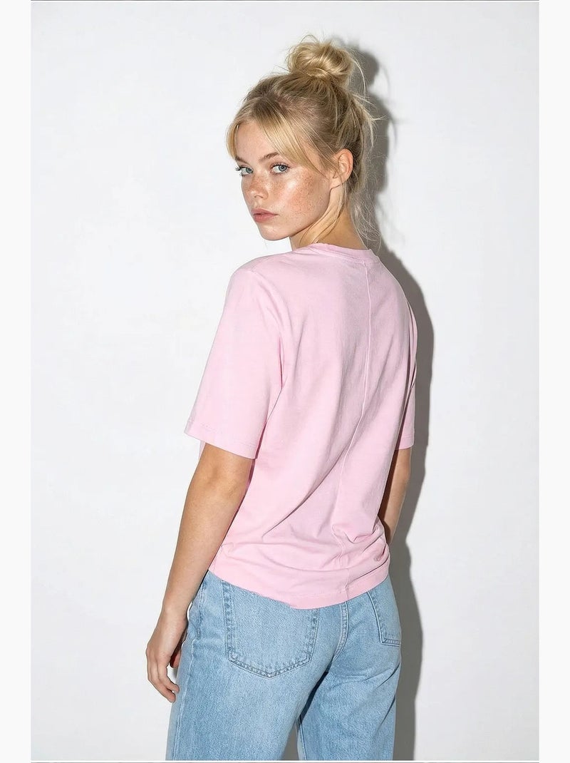 Camiseta de algodón para mujer lucci Rosa almendra - Kiabi