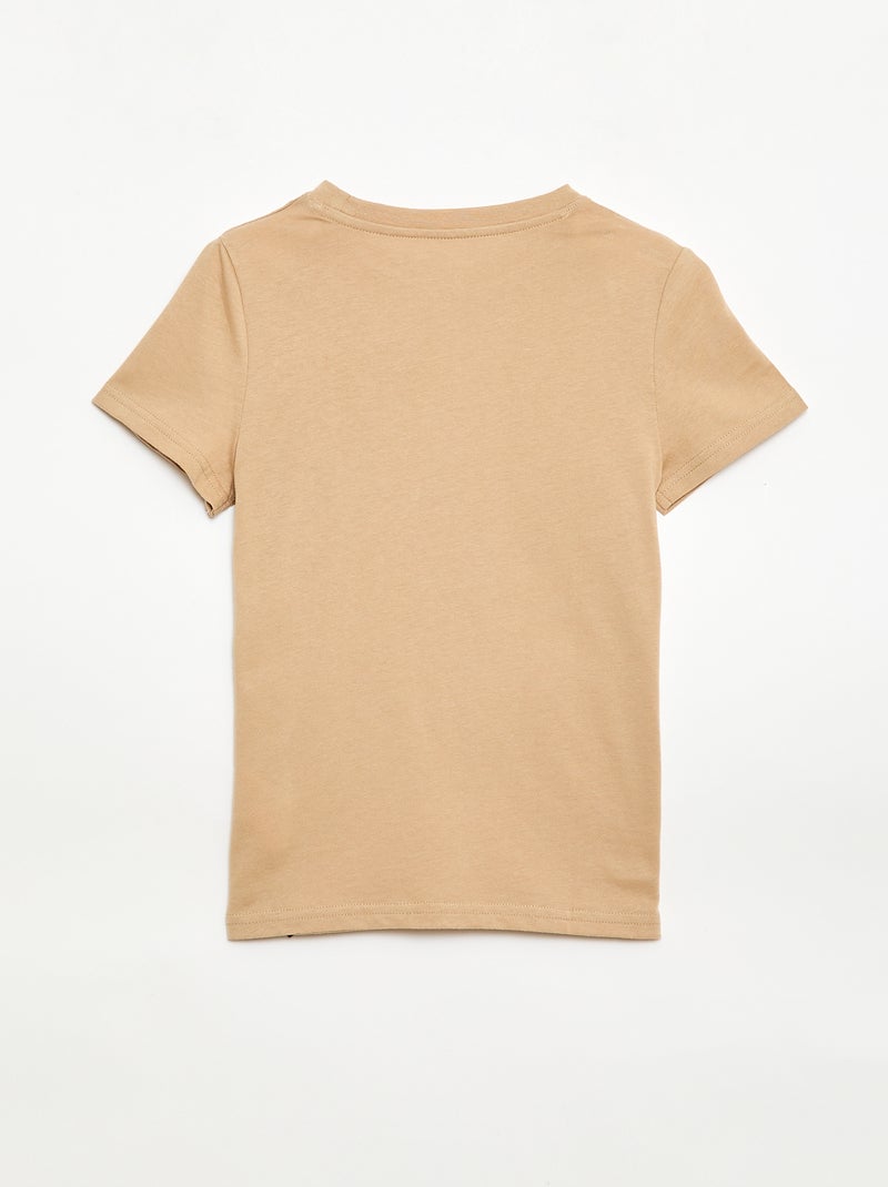 Camiseta de algodón piqué de manga corta Beige - Kiabi