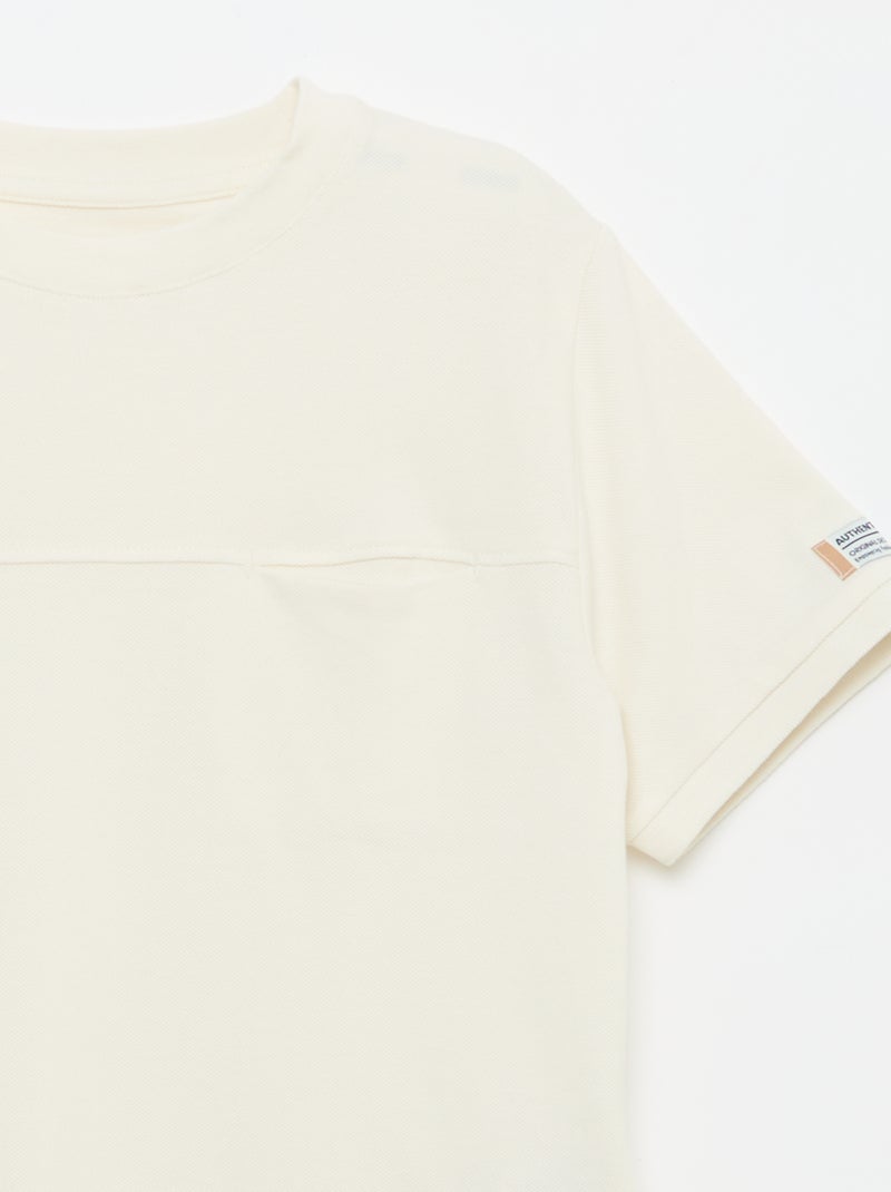 Camiseta de algodón piqué de manga corta Crudo - Kiabi