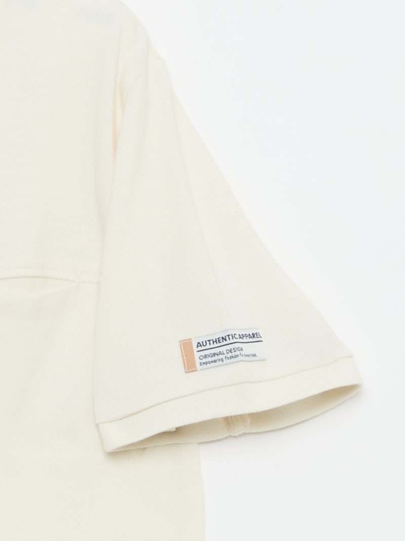 Camiseta de algodón piqué de manga corta Crudo - Kiabi