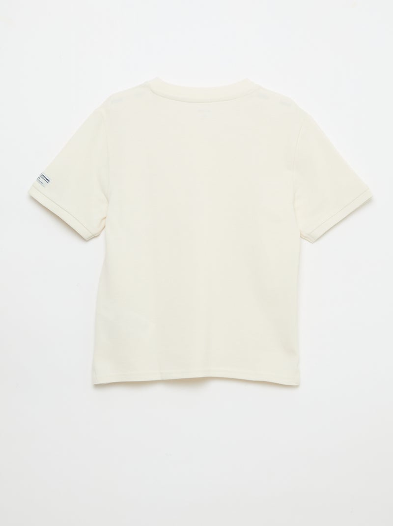 Camiseta de algodón piqué de manga corta Crudo - Kiabi