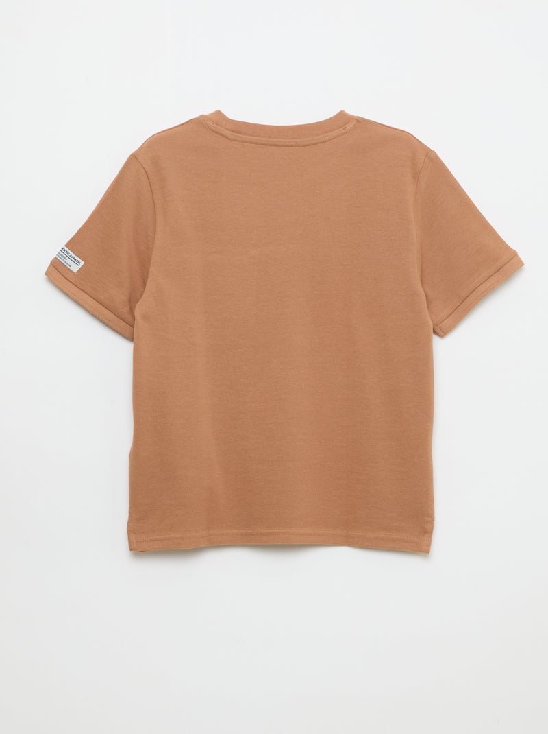Camiseta de algodón piqué de manga corta Marrón - Kiabi