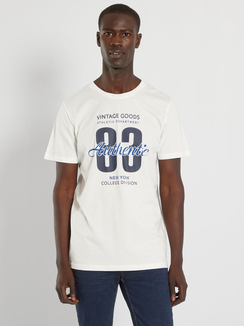 Camiseta de algodón 'Produkt' blanco - Kiabi