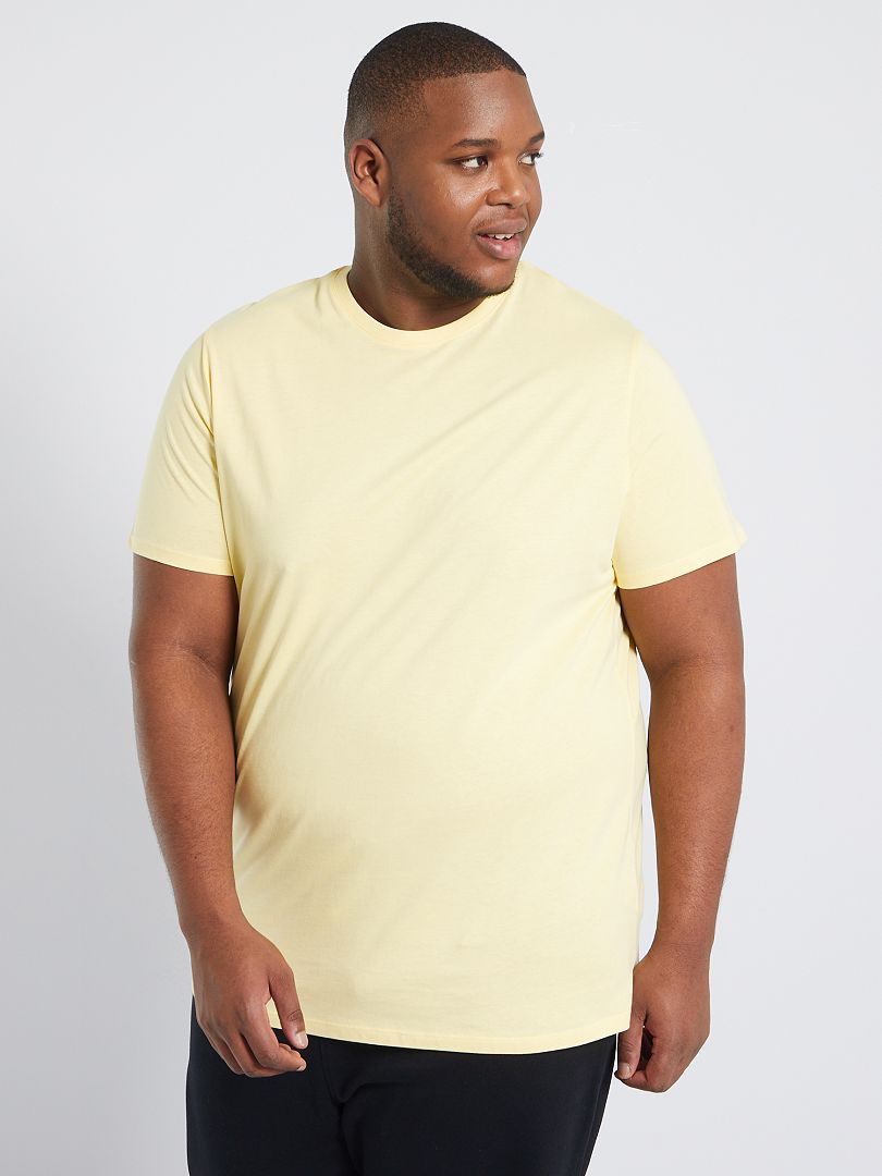 Camiseta de algodón puro amarillo suave - Kiabi